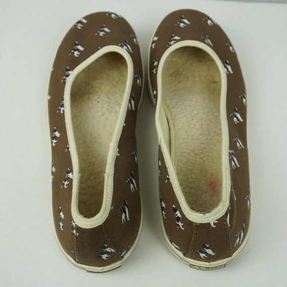 LL Bean Canvas Dog Print Sherpa‎ Lined Slip On Sneaker Shoes Size 7.5 - Picture 3 of 9